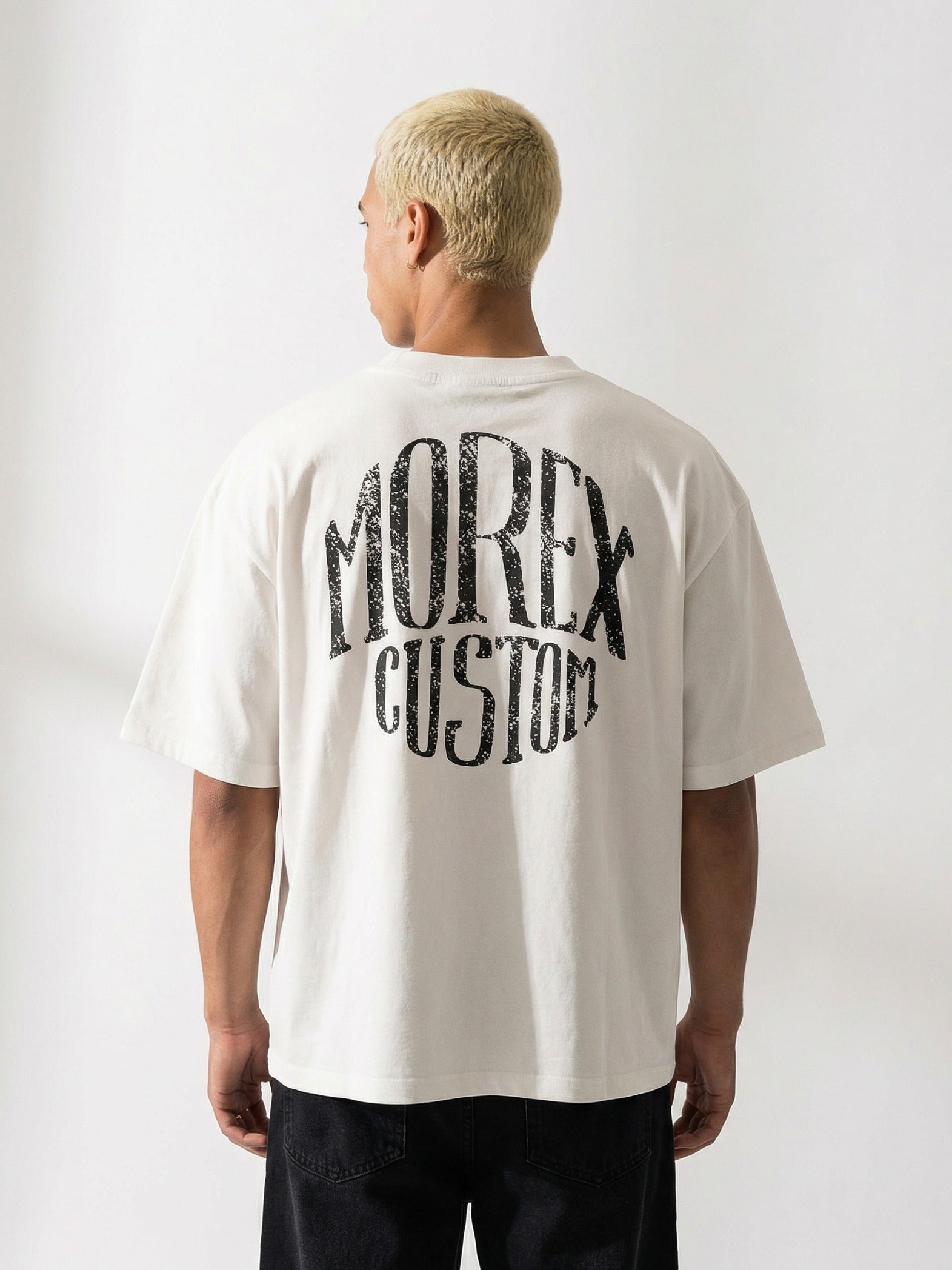 T-shirt Rider 2 blanc Morex Custom — vue dos lifestyle moto
