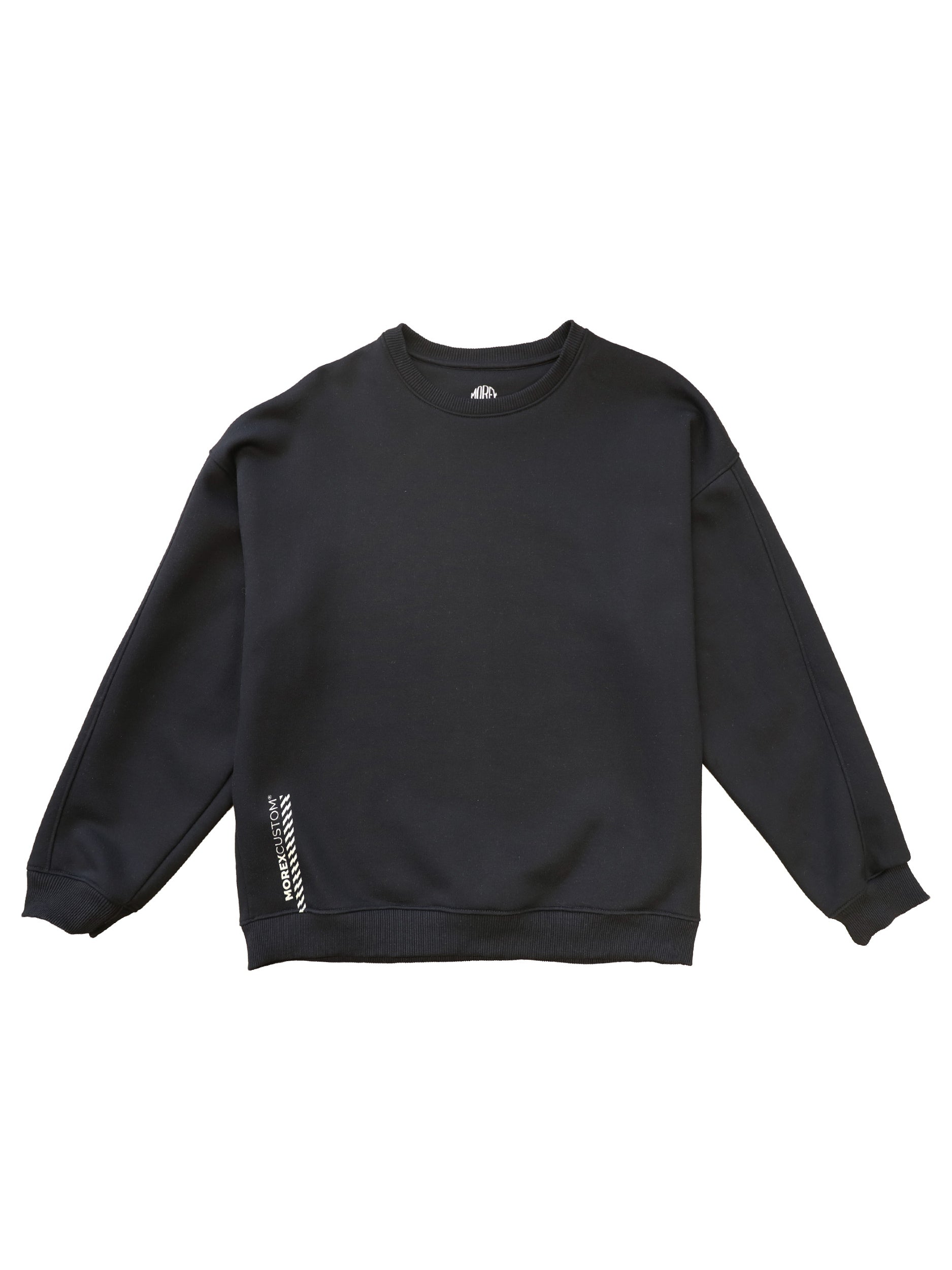 Sweat-shirt noir à col rond Morex Custom, vêtement style lifestyle et moto.