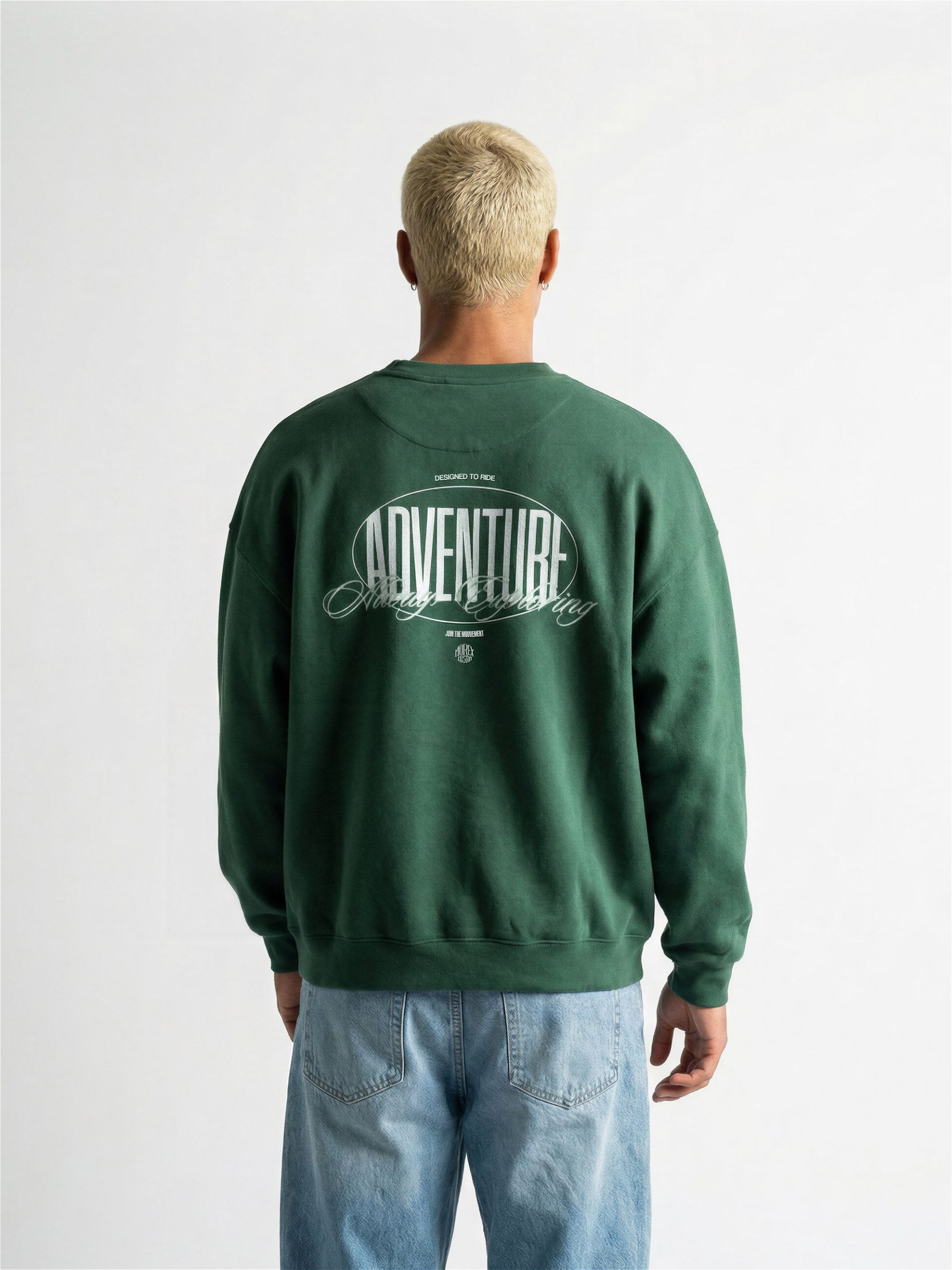 Sweatshirt vert Morex Custom avec logo poitrine – look lifestyle vintage homme