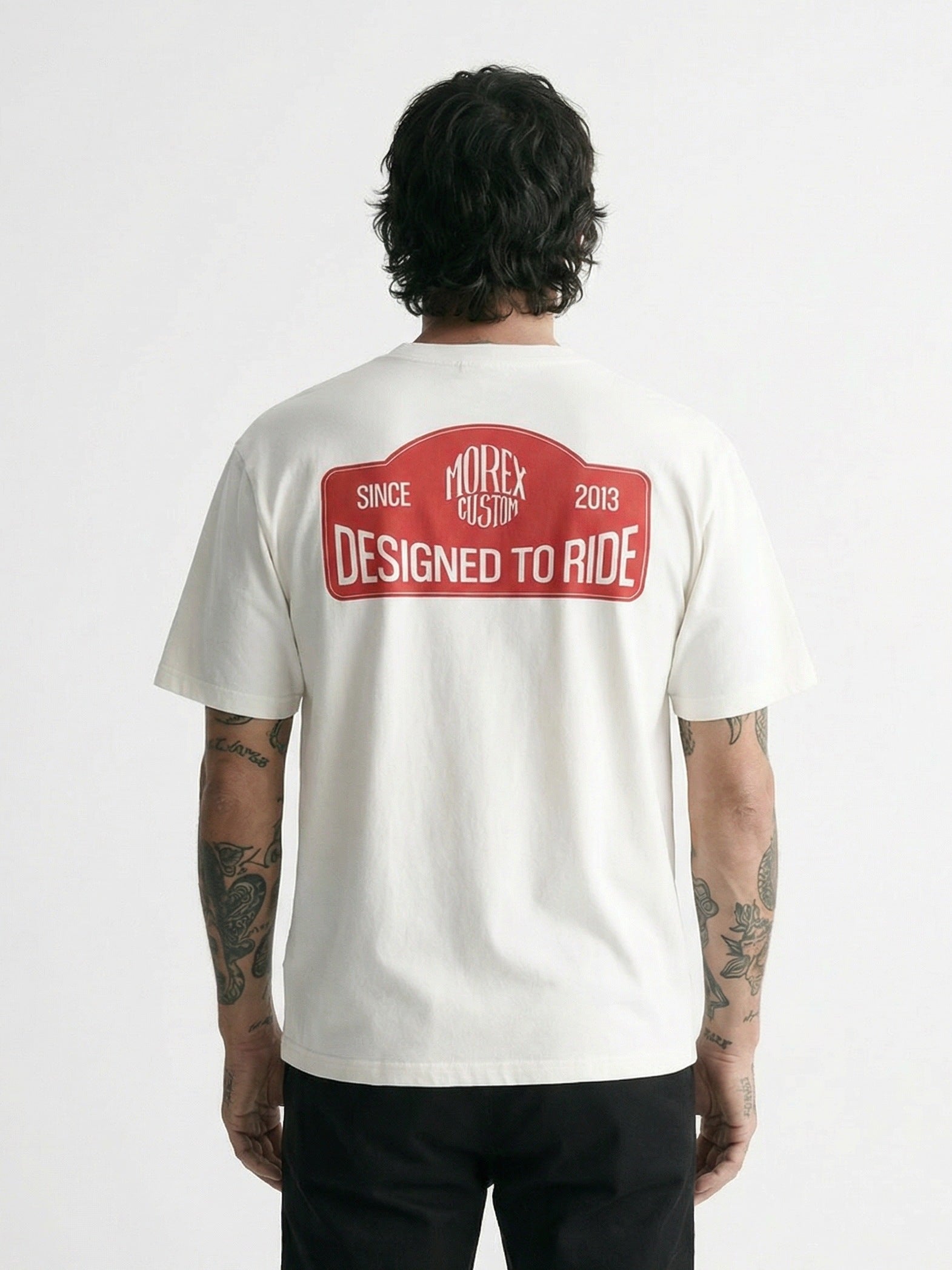 T-shirt blanc Morex Custom avec logo rouge Designed to Ride – vue dos