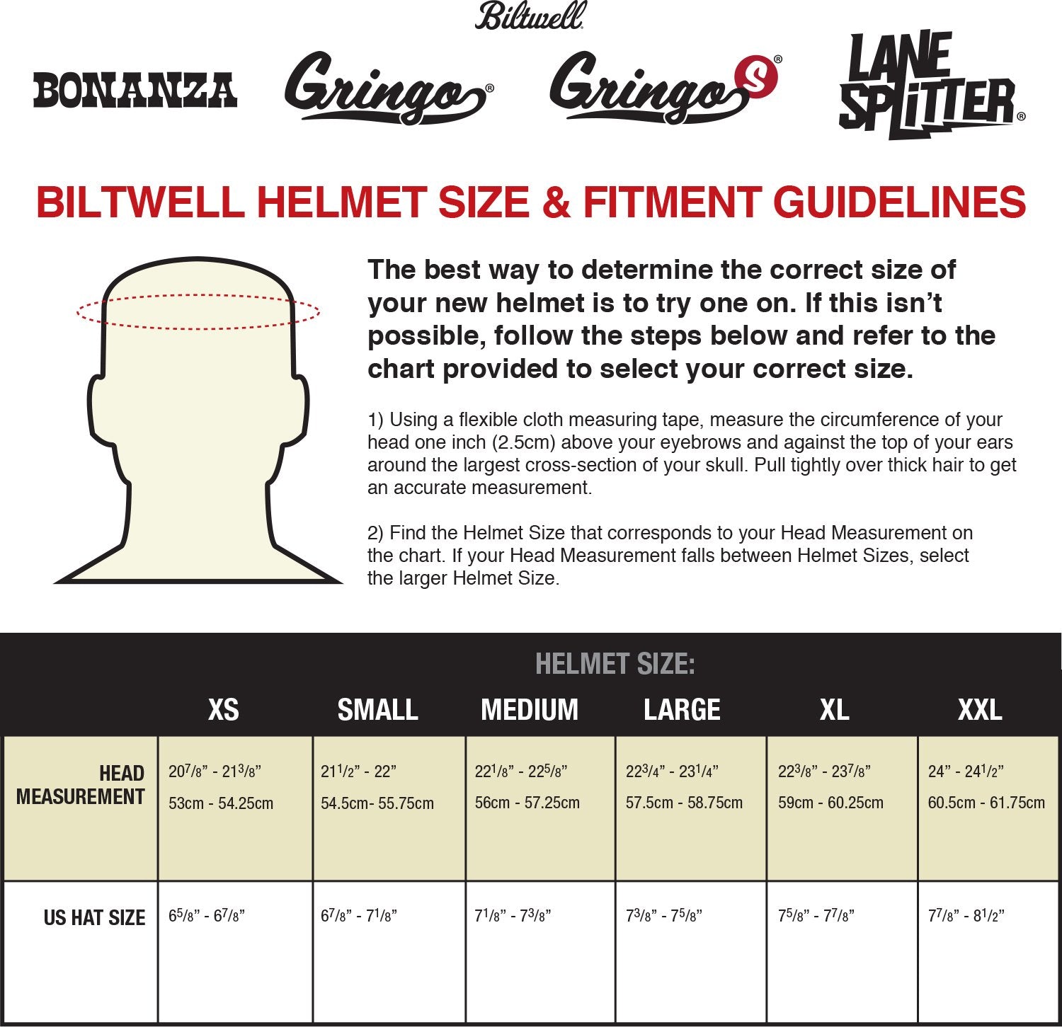 Size guide Helmet